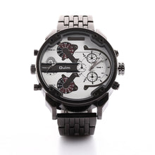 Luxury Dual Time Large Dial Stainless steel Quartz Wrist Watch  J4U66