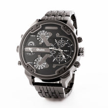 Luxury Dual Time Large Dial Stainless steel Quartz Wrist Watch  J4U66