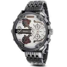 Luxury Dual Time Large Dial Stainless steel Quartz Wrist Watch  J4U66