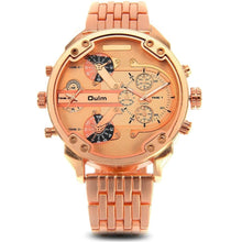 Luxury Dual Time Large Dial Stainless steel Quartz Wrist Watch  J4U66