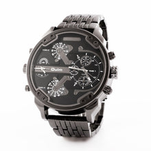 Luxury Dual Time Large Dial Stainless steel Quartz Wrist Watch  J4U66