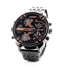 Luxury Dual Time Large Dial Stainless steel Quartz Wrist Watch  J4U66