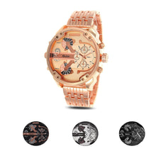 Luxury Dual Time Large Dial Stainless steel Quartz Wrist Watch  J4U66