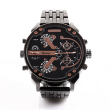 Luxury Dual Time Large Dial Stainless steel Quartz Wrist Watch  J4U66