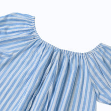 korean casual sexy women dresses blue striped off the shoulder half sleeve shirt mini dress beach dress robe J4U66