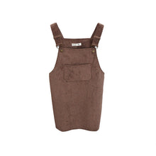Korean Style College Wind Restoring Ancient Ways Corduroy Suspenders Big Pocket Straight Vest Dress LE3 J4U66