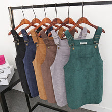 korean style college wind restoring ancient ways corduroy suspenders big pocket straight vest dress J4U66