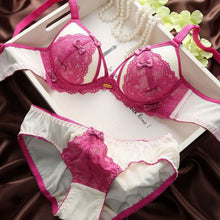 Lace Bra set Vintage Cutout Breasted Adjustable Skin-friendly Underwear Bra and Brief Set J4U66