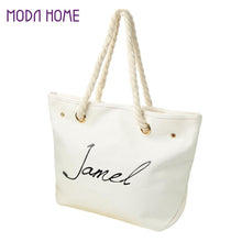 lady large capacity canvas beach bag letter print casual tote women canvas handbag daily use single shoulder shopping bags J4U66