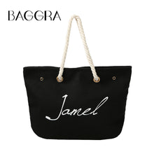 lady large capacity canvas beach bag letter print casual tote women canvas handbag daily use single shoulder shopping bags J4U66