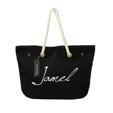 lady large capacity canvas beach bag letter print casual tote women canvas handbag daily use single shoulder shopping bags J4U66