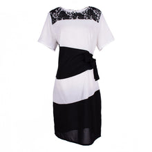 Large SizeWomen's Striped Short Sleeve Lace Dress Bodycon 6XL Dresses J4U66