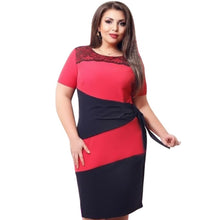 large size womens striped short sleeve lace dress bodycon dresses J4U66
