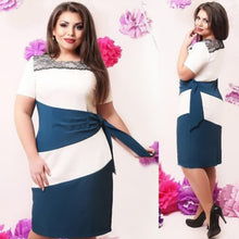 Large SizeWomen's Striped Short Sleeve Lace Dress Bodycon 6XL Dresses J4U66
