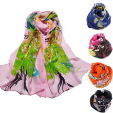 Long Fashion Peacock Plum Print Chiffon Scarf Women Scarves Shawls Desigual Brand foulard cachecol feminino echarpe J4U66