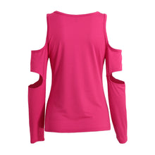 low cut women casual t-shirts cold shoulder square collar solid tshirt cutout long sleeve tops rose green black ropa mujer J4U66