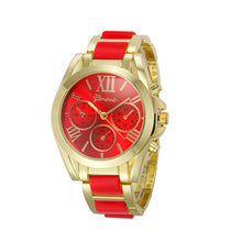 Luxury Brand Watches Women Geneva Quartz Analog Wristwatch Golden Band Roman Numerals Dial Watch Relogio Feminino 10 Color J4U66