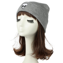 men women knitted beanies hat plain alien embroidery gorros masculino dome fall cap warm crochet skull hat headwear J4U66