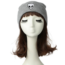 men women knitted beanies hat plain alien embroidery gorros masculino dome fall cap warm crochet skull hat headwear J4U66