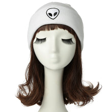 men women knitted beanies hat plain alien embroidery gorros masculino dome fall cap warm crochet skull hat headwear J4U66