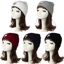 men women knitted beanies hat plain alien embroidery gorros masculino dome fall cap warm crochet skull hat headwear J4U66