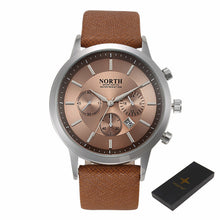 Mens Watches NORTH Brand Luxury Casual Military Quartz Sports Wristwatch Leather StrapClock watch relogio masculino J4U66