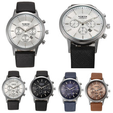 Mens Watches NORTH Brand Luxury Casual Military Quartz Sports Wristwatch Leather StrapClock watch relogio masculino J4U66