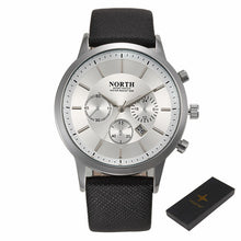 Mens Watches NORTH Brand Luxury Casual Military Quartz Sports Wristwatch Leather StrapClock watch relogio masculino J4U66