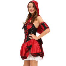 miss red riding hood costume set 5pcs coset mini dress bow armband hooded cape halloween cosplay clothes femmes deguisement J4U66