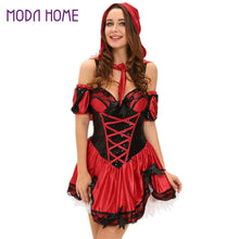 miss red riding hood costume set 5pcs coset mini dress bow armband hooded cape halloween cosplay clothes femmes deguisement J4U66