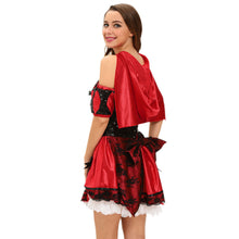 miss red riding hood costume set 5pcs coset mini dress bow armband hooded cape halloween cosplay clothes femmes deguisement J4U66