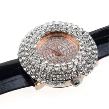 Fashion Women Watches Luxury Brand Leather Diamond Rhinestone Quartz Wrist Watches J4U66
