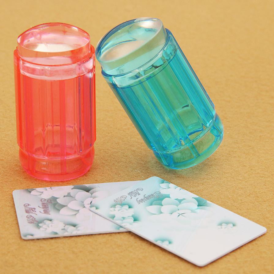 Transparent Nail Art Stamping Stamper Scraper Set 2.8cm Clear Jelly Nail Polish Stamp Manicure Tools J4U66