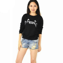 Fashion Women Casual Sweatshirts Long Sleeve Cute MEOW Print Shirts Tops Blouse J4U66