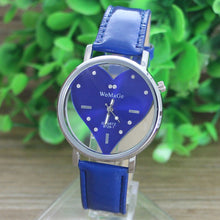 PU Leather Transparent Dial Hollow Heart Analog Quartz Wrist Watch  J4U66