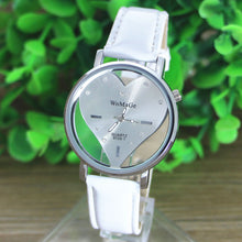 PU Leather Transparent Dial Hollow Heart Analog Quartz Wrist Watch  J4U66