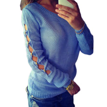 sweater women knitted pullover long sleeves hollow jumper top sweater blusas J4U66