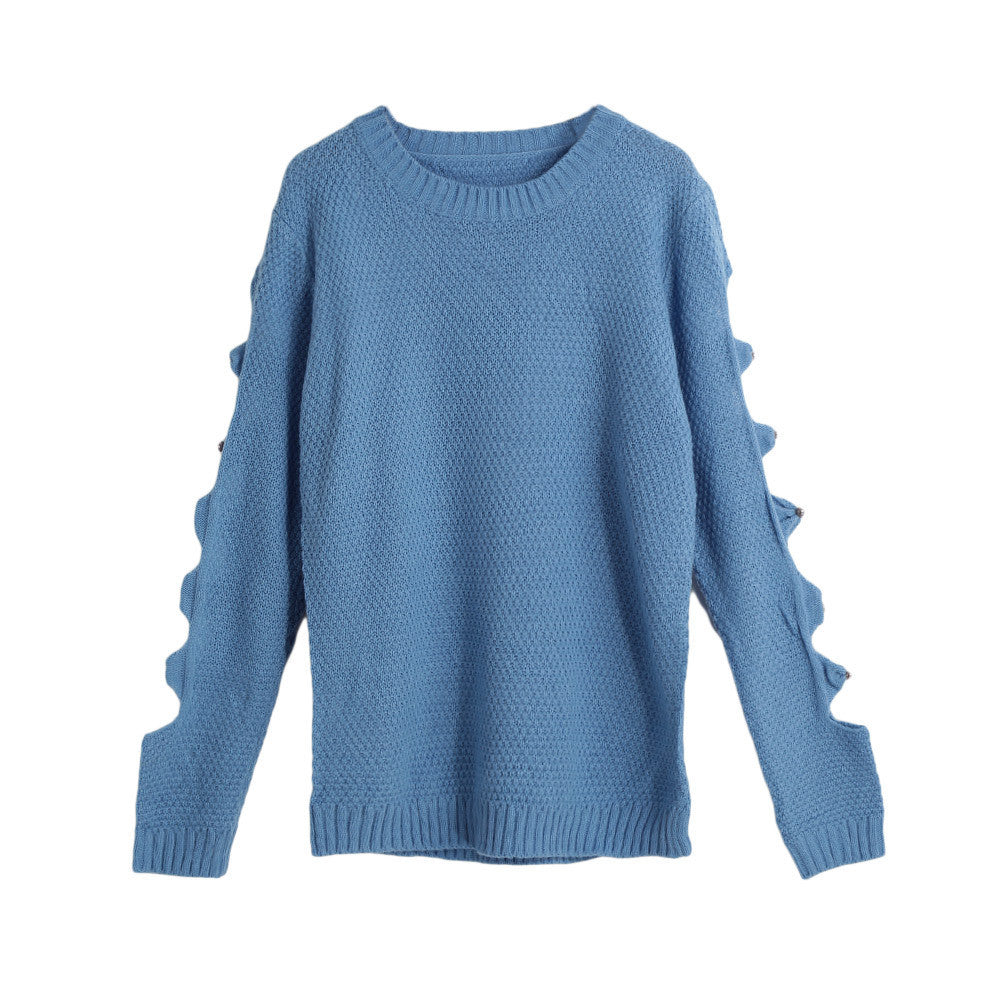 sweater women knitted pullover long sleeves hollow jumper top sweater blusas J4U66
