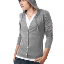 Top Fashion Men Button Front Long Sleeve V-Neck Solid CasualSlim Long-sleeve Shirt J4U66