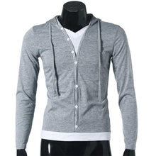 Top Fashion Men Button Front Long Sleeve V-Neck Solid CasualSlim Long-sleeve Shirt J4U66