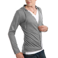 Top Fashion Men Button Front Long Sleeve V-Neck Solid CasualSlim Long-sleeve Shirt J4U66