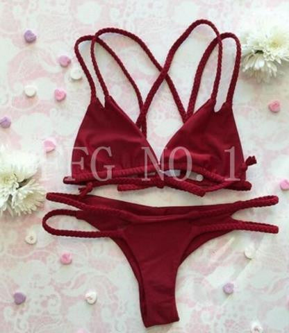 women bandage bikini set push up padded bra swimsuit bathing swimwear k74 J4U66