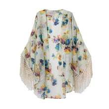 women blouse floral printed long sleeve casual beach boho kimono cardigan long beach blusas tops J4U66