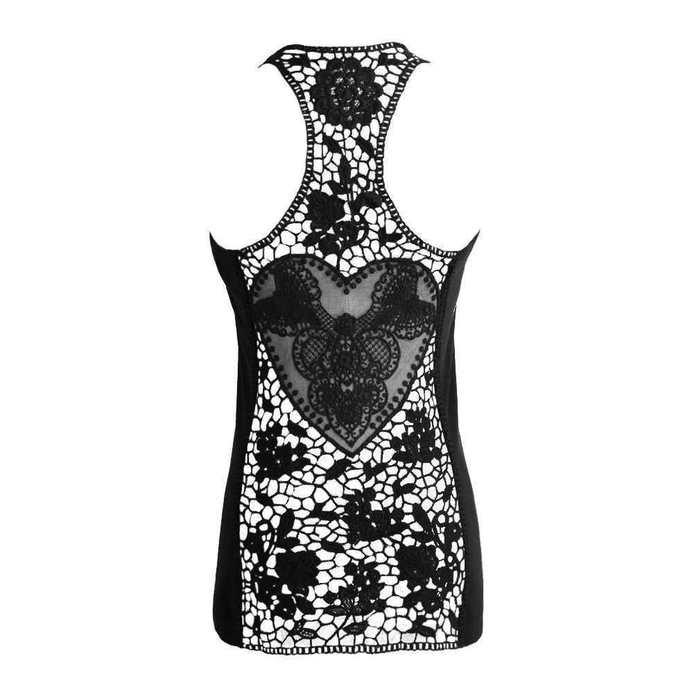 womens tank top sleeveless vest racerback solid casual women tops crochet hollow out blusas J4U66