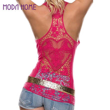 womens tank top sleeveless vest racerback solid casual women tops crochet hollow out blusas J4U66