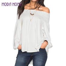 off shoulder top chiffon women blouses slash neck sexy office shirt ladies retro blouse shirt tops blusa J4U66