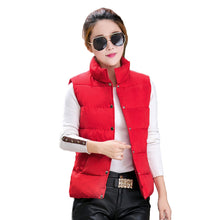 down jacket stand collar sleeveless women coat stud press pockets padded vest coat outerwear J4U66