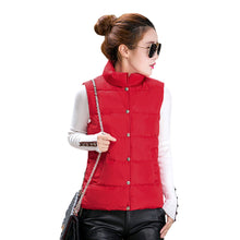 down jacket stand collar sleeveless women coat stud press pockets padded vest coat outerwear J4U66