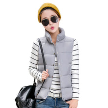 down jacket stand collar sleeveless women coat stud press pockets padded vest coat outerwear J4U66