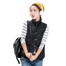 down jacket stand collar sleeveless women coat stud press pockets padded vest coat outerwear J4U66